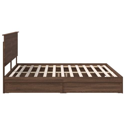Легло с място за съхранение с таблото Кафяв дъб 200 x 200 cm