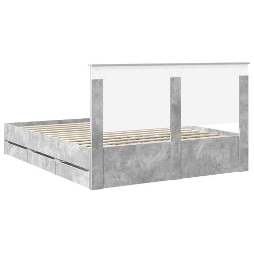 Легло с място за съхранение Циментено сиво 160 x 200 cm