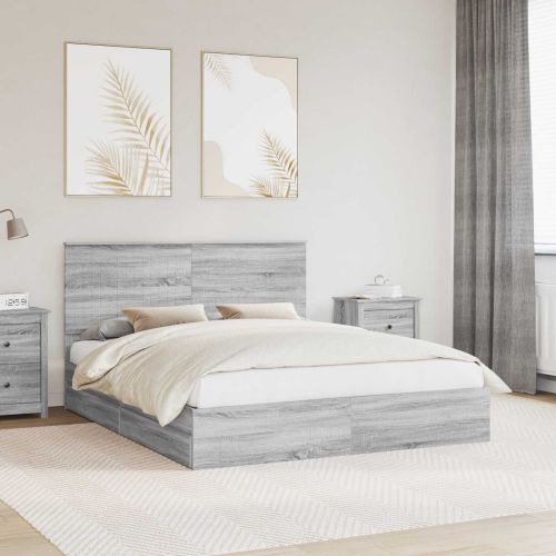 Легло с място за съхранение с таблото Сив Сонома 160 x 200 cm