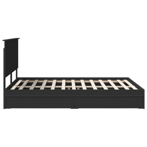 Легло с място за съхранение Черно 150 x 200 cm Инженерно дърво