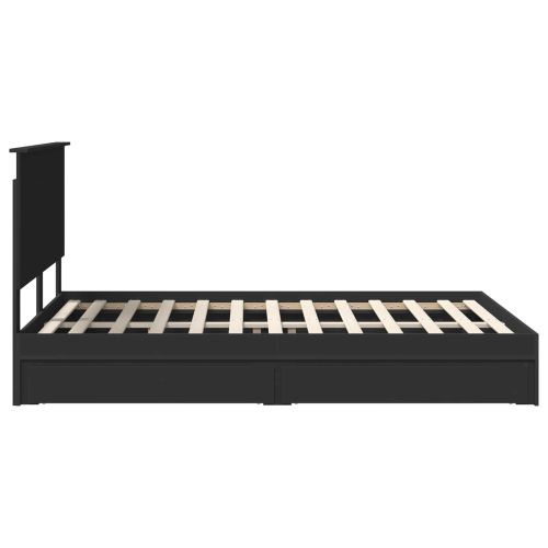 Легло с място за съхранение Черно 140 x 190 cm Инженерно дърво