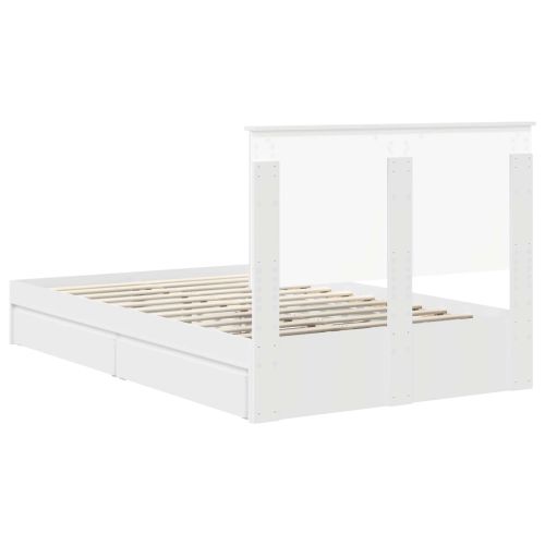 Легло с място за съхранение Бяло 120 x 190 cm Инженерно дърво