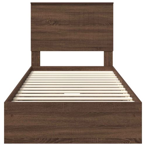 Легло с място за съхранение с таблото Кафяв дъб 90 x 200 cm
