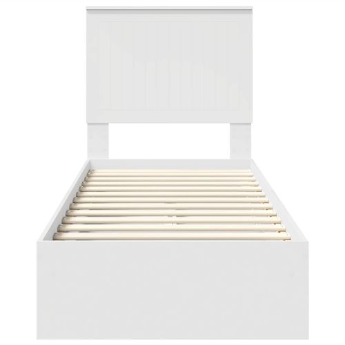 Легло с място за съхранение Бяло 75 x 190 cm Инженерно дърво