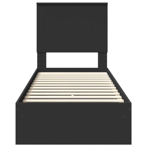 Легло с място за съхранение Черно 75 x 190 cm Инженерно дърво