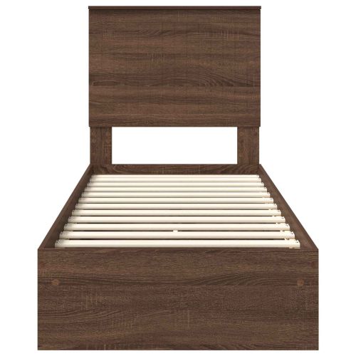 Легло с място за съхранение с таблото Кафяв дъб 75 x 190 cm