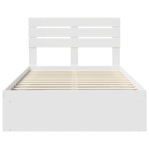 Рамка за легло с таблото Бяло 135 x 190 cm Солидно борово дърво