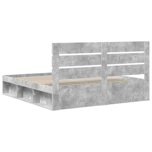 Рамка за легло Бетон 200 x 200 cm Солидно борово дърво