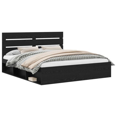 Рамка за легло Черно 180 x 200 cm Солидно борово дърво