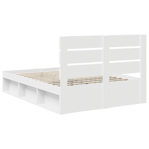 Рамка за легло с таблото Бяло 160 x 200 cm Солидно борово дърво