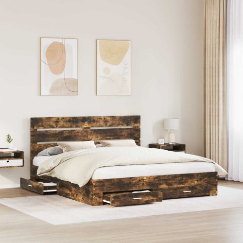 Рамка за легло с таблото Димян дъб 200 x 200 cm Инженерно дърво