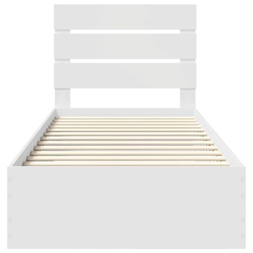 Рамка за легло с чекмедже Бяло 90 x 190 cm Инженерно дърво