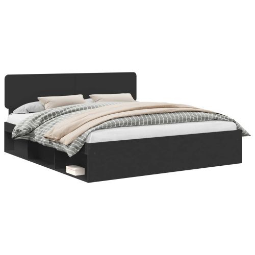 Рамка за легло Черно 200 x 200 cm Солидно борово дърво