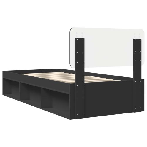 Рамка за легло с таблото Черно 90 x 200 cm Солидно борово дърво
