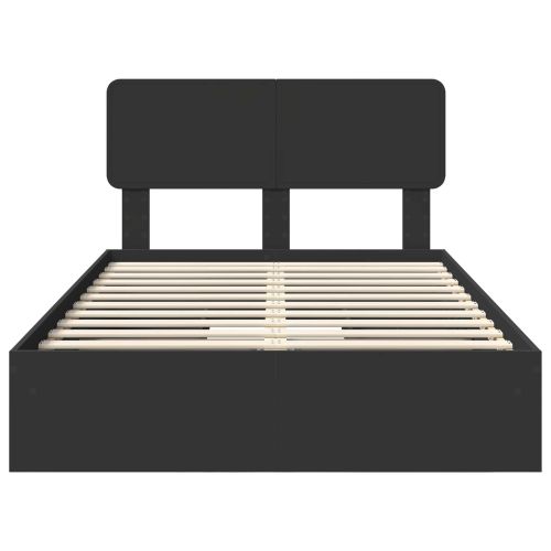 Легло с място за съхранение Черно 120 x 200 cm Инженерно дърво