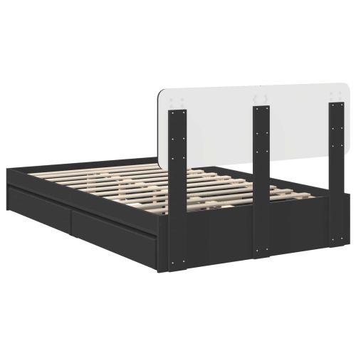 Легло с място за съхранение Черно 120 x 200 cm Инженерно дърво