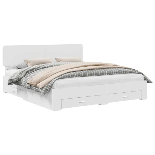 Рамка за легло с таблото Бяло 200 x 200 cm Инженерно дърво