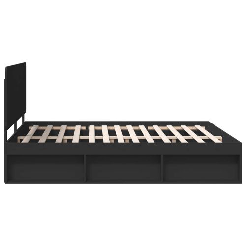 Рамка за легло Черно 200 x 200 cm Солидно борово дърво