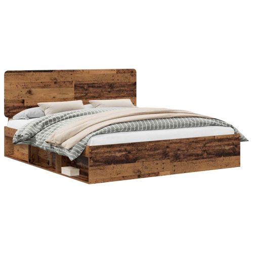 Рамка за легло Старо дърво 200 x 200 cm Солидно борово дърво