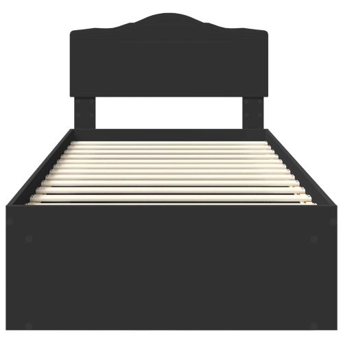 Рамка за легло с таблото Черно 75 x 190 cm Солидно борово дърво