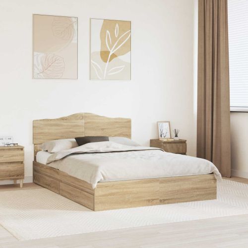 Легло с място за съхранение с таблото Сонома дъб 140 x 190 cm