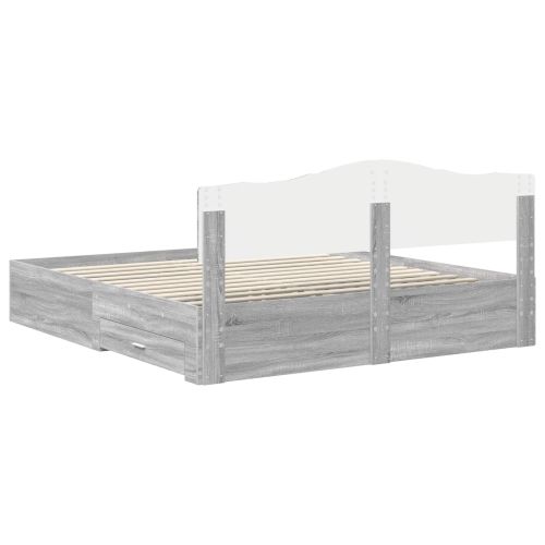 Рамка за легло Сив Сонома 200 x 200 cm Инженерно дърво