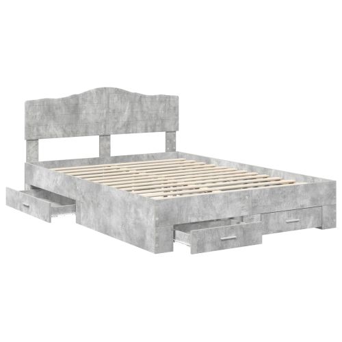 Рамка за легло Циментено сиво 150 x 200 cm Инженерно дърво