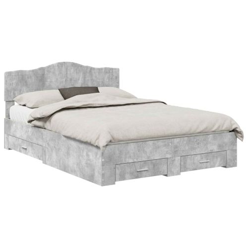 Рамка за легло Циментено сиво 140 x 200 cm Инженерно дърво