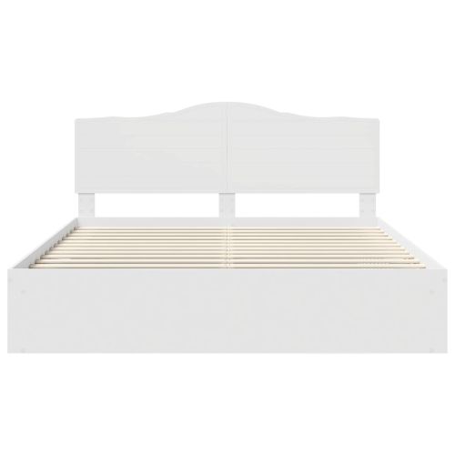 Рамка за легло с таблото Бяло 200 x 200 cm Солидно борово дърво