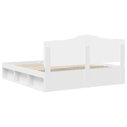 Рамка за легло с таблото Бяло 200 x 200 cm Солидно борово дърво