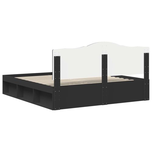 Рамка за легло Черно 180 x 200 cm Солидно борово дърво