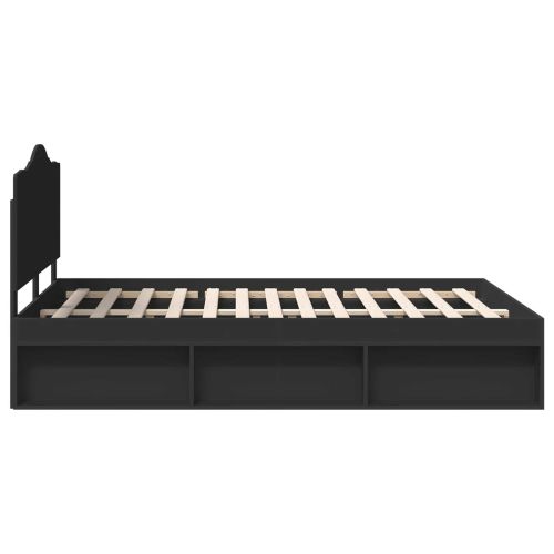 Рамка за легло Черно 140 x 200 cm Солидно борово дърво