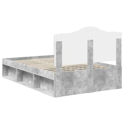 Рамка за легло Бетоново сиво 135 x 190 cm Солидно борово дърво