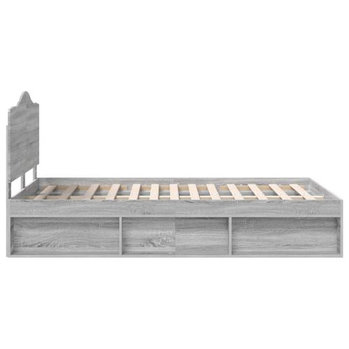 Рамка за легло Сив Сонома 135 x 190 cm Солидно борово дърво