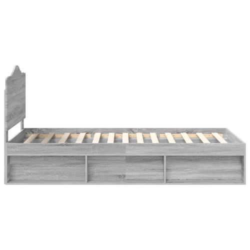 Рамка за легло Сив Сонома 90 x 200 cm Солидно борово дърво