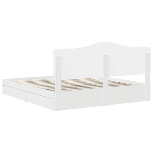 Легло с място за съхранение Бяло 180 x 200 cm Инженерно дърво