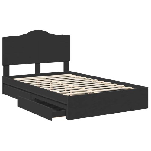Легло с място за съхранение Черно 120 x 200 cm Инженерно дърво