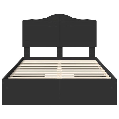Легло с място за съхранение Черно 120 x 200 cm Инженерно дърво