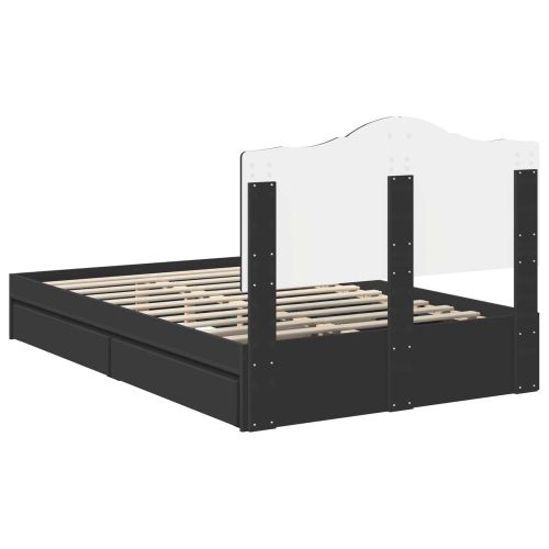 Легло с място за съхранение Черно 120 x 200 cm Инженерно дърво