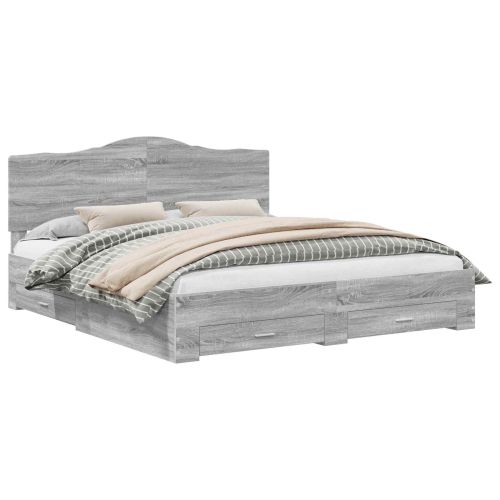 Рамка за легло Сив Сонома 200 x 200 cm Инженерно дърво