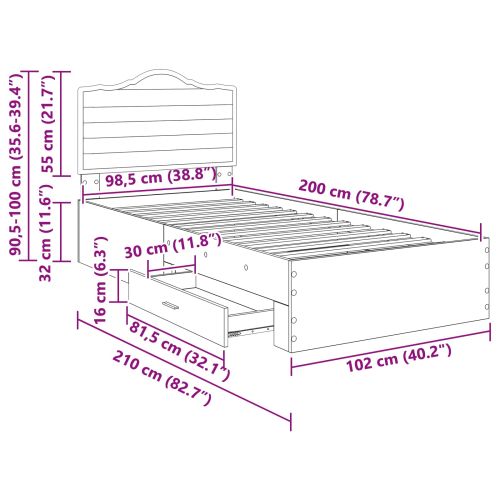 Рамка за легло с таблото Бяло 100 x 200 cm Инженерно дърво