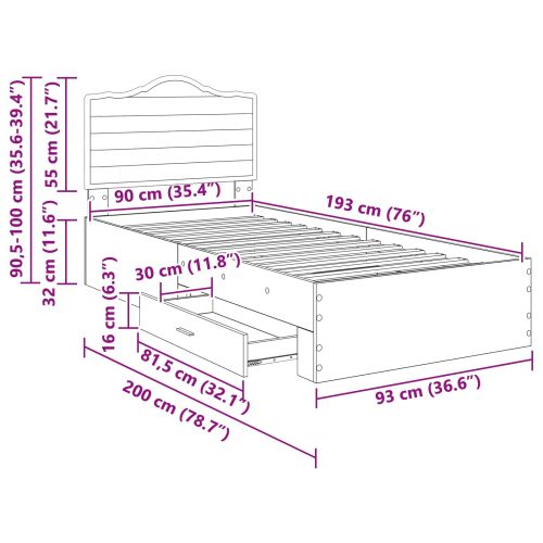 Рамка за легло Старо дърво 90 x 190 cm Инженерно дърво
