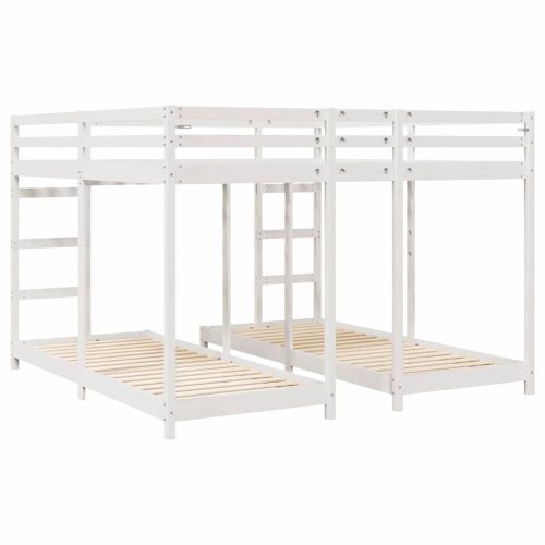 Рамка за тройно двуетажно легло Бяло 200 x 200 cm