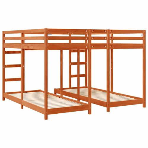 Рамка за тройно двуетажно легло Кафяво с восъчно покритие