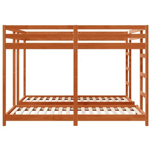 Рамка за тройно двуетажно легло Кафяво с восъчно покритие