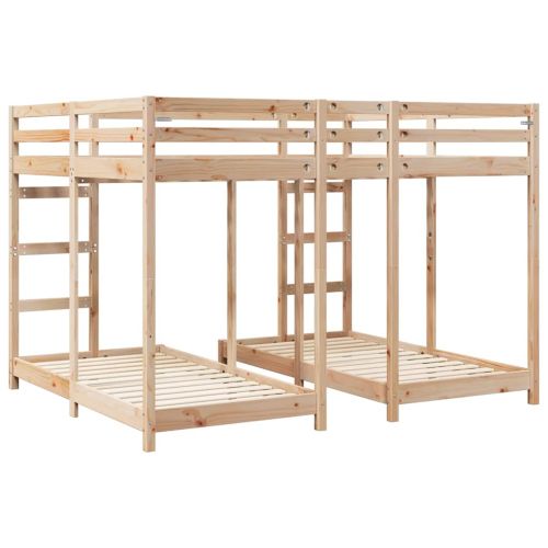 Рамка за тройно двуетажно легло Кафяво 160 x 200 cm