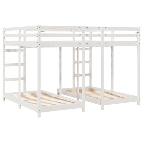 Рамка за тройно двуетажно легло Бяло 160 x 200 cm