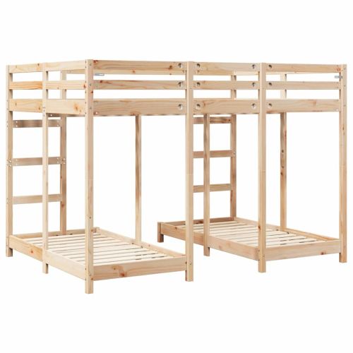 Рамка за тройно двуетажно легло Кафяво 140 x 200 cm