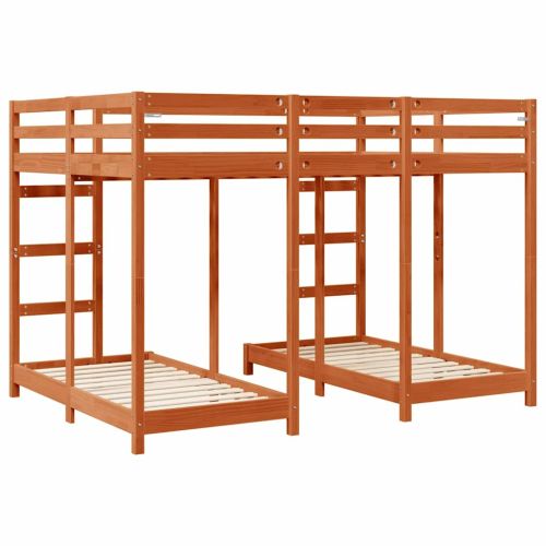 Рамка за тройно двуетажно легло Восъчнокафяв 140 x 200 cm