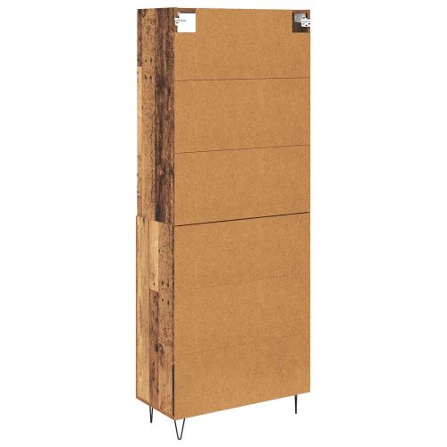 Висок шкаф 2 pcs Старо дърво Инженерно дърво